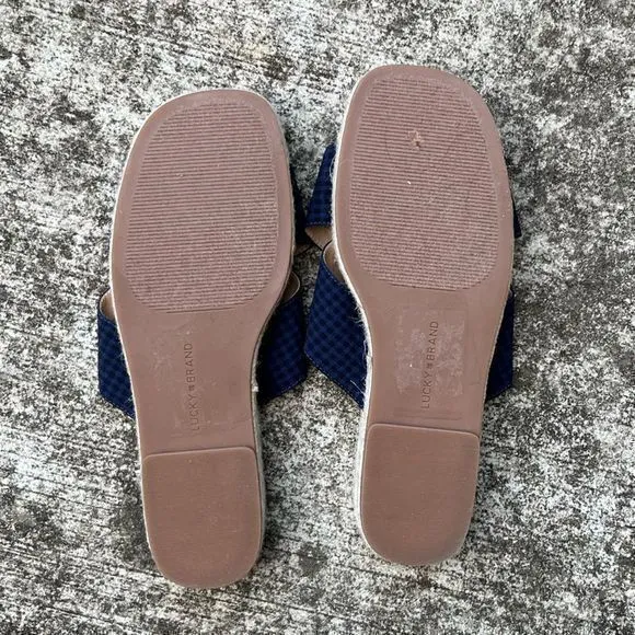 NEW Lucky‎ Brand Gayte Slide Sandals Peacoat Textile Size 8.5