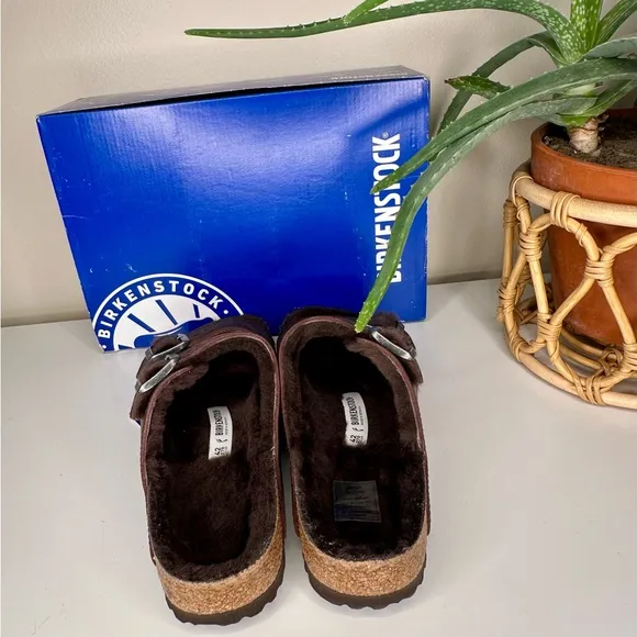 NIB Birkenstock Arizona Shearling Sandals Habana Brown Oiled Leather Size 11