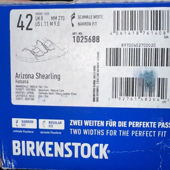 NIB Birkenstock Arizona Shearling Sandals Habana Brown Oiled Leather Size 11