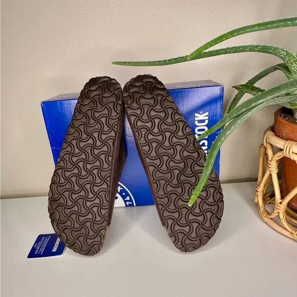 NIB Birkenstock Arizona Shearling Sandals Habana Brown Oiled Leather Size 11