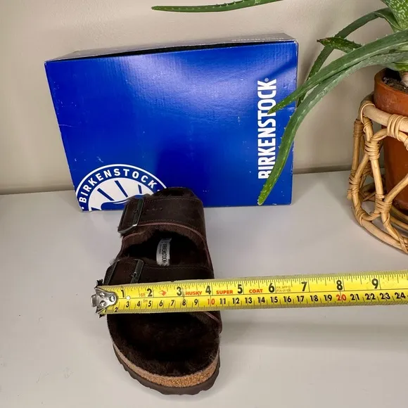 NIB Birkenstock Arizona Shearling Sandals Habana Brown Oiled Leather Size 11