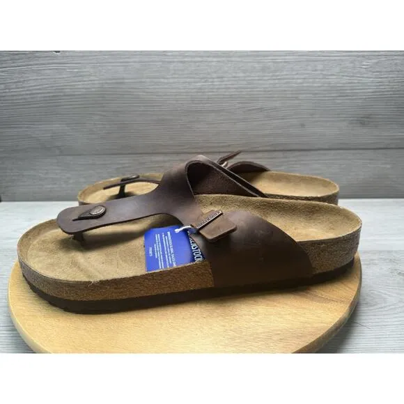 NIB Birkenstock Gizeh Oiled Leather In Habana 0743831 Men’s 12