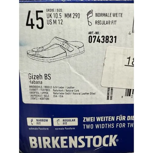 NIB Birkenstock Gizeh Oiled Leather In Habana 0743831 Men’s 12