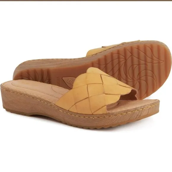 NIB Born Aleah 8M 39 Leather Slide Sandals Yellow