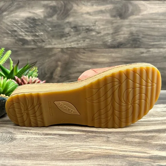 NIB Born Aleah 9M 40.5 Rust Leather Slide Sandals