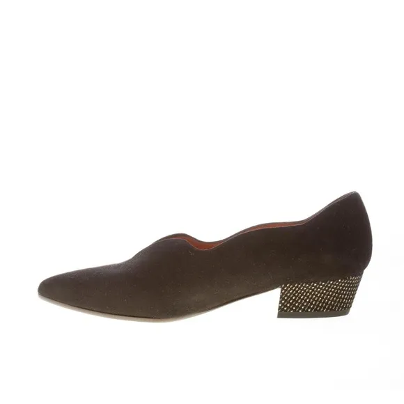 nib Chie Mihara “Rocal” Suede Low Heeled Loafers – in Olive Green size 9.5