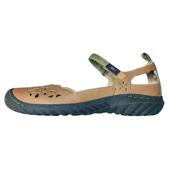 NIB JBU Deep Sea Encore Mary Jane Flats Oatmeal Faux Leather Memory Foam 9