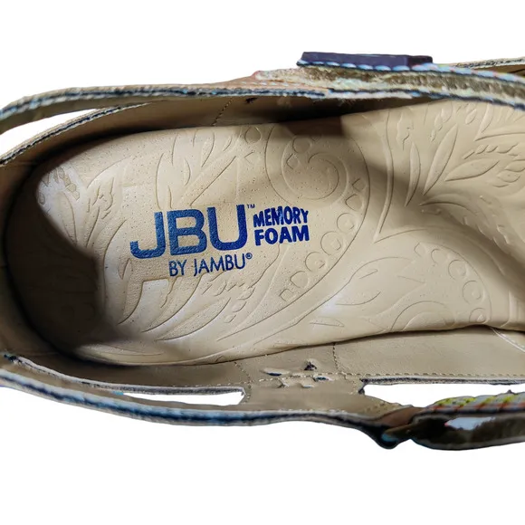 NIB JBU Deep Sea Encore Mary Jane Flats Oatmeal Faux Leather Memory Foam 9