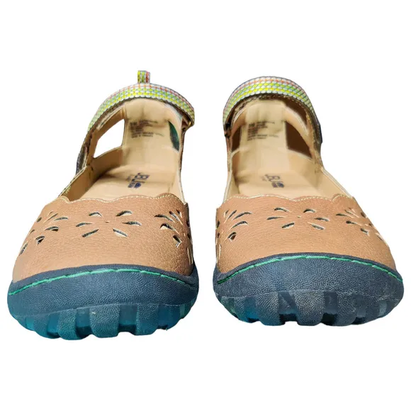 NIB JBU Deep Sea Encore Mary Jane Flats Oatmeal Faux Leather Memory Foam 9