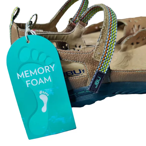 NIB JBU Deep Sea Encore Mary Jane Flats Oatmeal Faux Leather Memory Foam 9