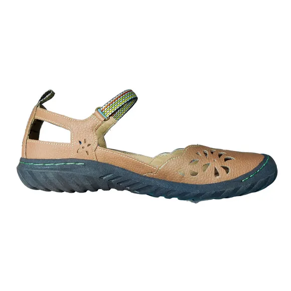 NIB JBU Deep Sea Encore Mary Jane Flats Oatmeal Faux Leather Memory Foam 9