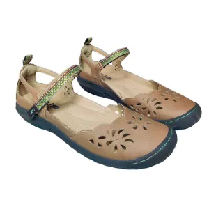 NIB JBU Deep Sea Encore Mary Jane Flats Oatmeal Faux Leather Memory Foam 9