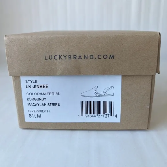 NIB Lucky Brand Jinree Woven Multi Two- Part Loafer Flats Pink Red Tan - sz 8.5