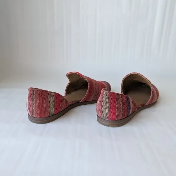 NIB Lucky Brand Jinree Woven Multi Two- Part Loafer Flats Pink Red Tan - sz 8.5