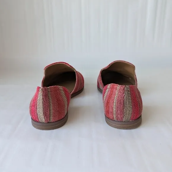 NIB Lucky Brand Jinree Woven Multi Two- Part Loafer Flats Pink Red Tan - sz 8.5