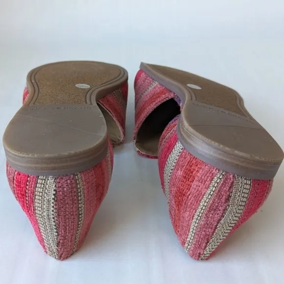 NIB Lucky Brand Jinree Woven Multi Two- Part Loafer Flats Pink Red Tan - sz 8.5