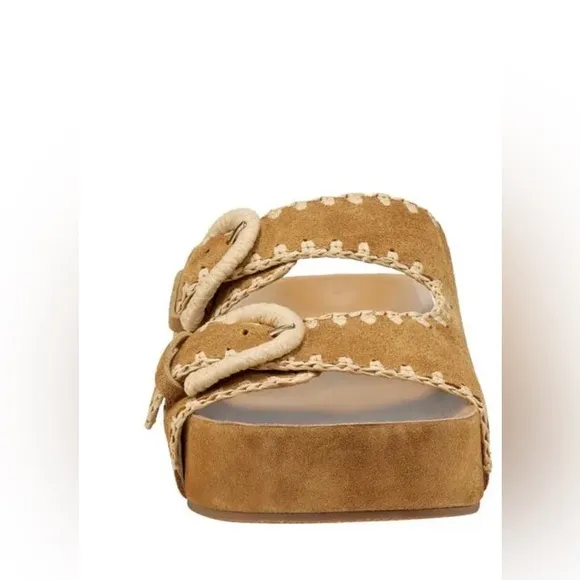 NIB Marc Fisher Platform Slide Sandal Medium Natural Size 8