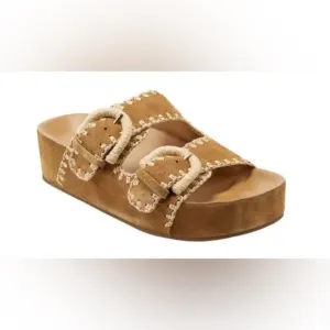 NIB Marc Fisher Platform Slide Sandal Medium Natural Size 8