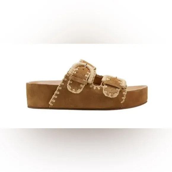 NIB Marc Fisher Platform Slide Sandal Medium Natural Size 8
