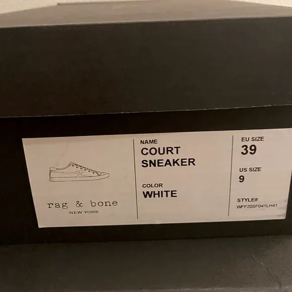NIB [rag &amp; bone] Retro Court Athletic Tennis Shoe Sneakers White Women’s Sz 9.0
