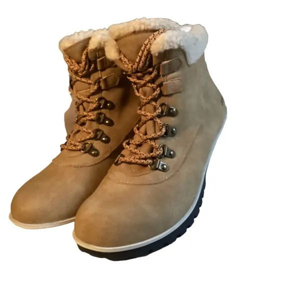 NIB! Tan Winter Heavy Duty Work Memory Foam Footbed Boots Lace Up Zipper JSport