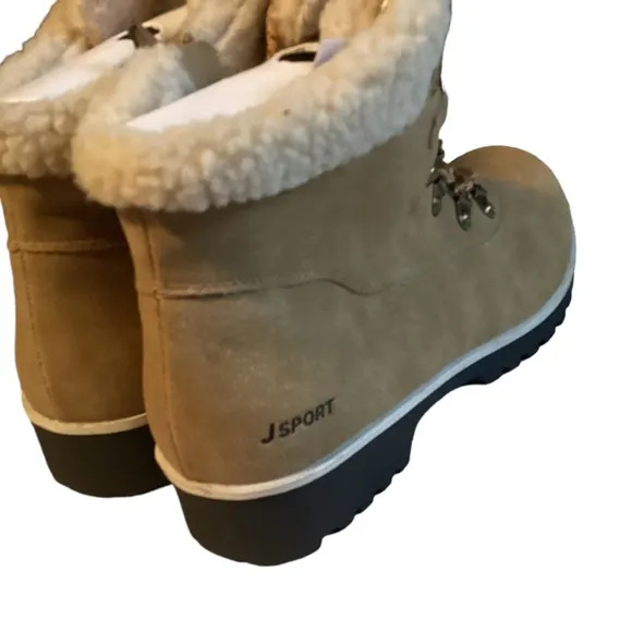 NIB! Tan Winter Heavy Duty Work Memory Foam Footbed Boots Lace Up Zipper JSport