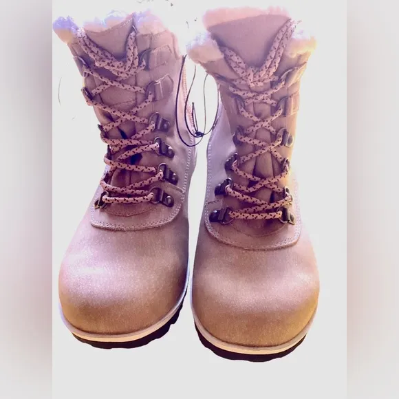 NIB! Tan Winter Heavy Duty Work Memory Foam Footbed Boots Lace Up Zipper JSport