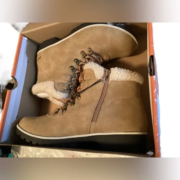NIB! Tan Winter Heavy Duty Work Memory Foam Footbed Boots Lace Up Zipper JSport