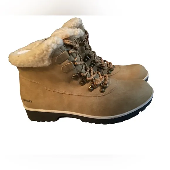 NIB! Tan Winter Heavy Duty Work Memory Foam Footbed Boots Lace Up Zipper JSport