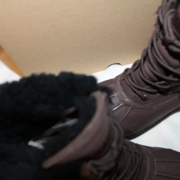 NIB UGG BROWN‎ ADIRONDACK III LEATHER SHEARLING LINED WINTER SNOW BOOTS