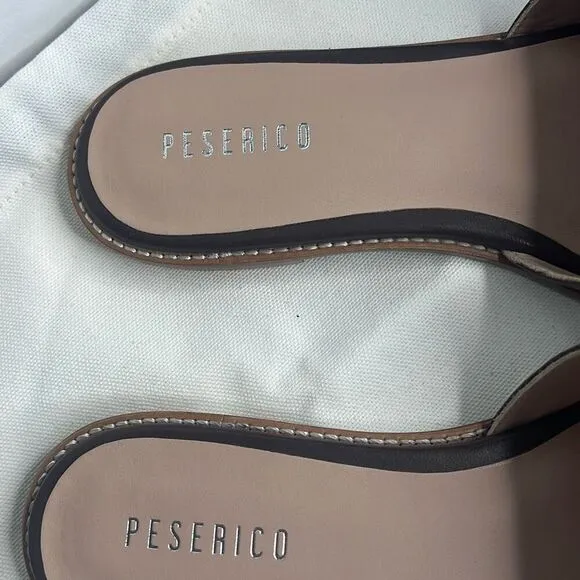 NIB Peserico Brown Slides Buckled Sandals