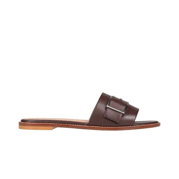 NIB Peserico Brown Slides Buckled Sandals