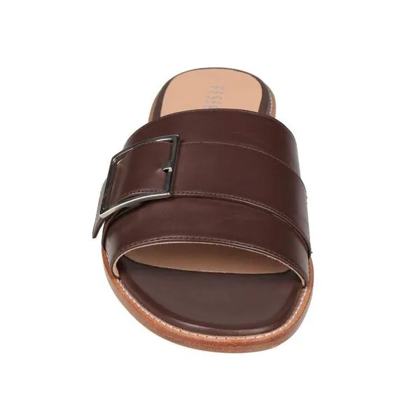 NIB Peserico Brown Slides Buckled Sandals