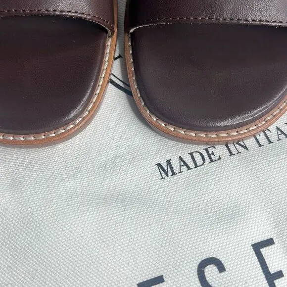 NIB Peserico Brown Slides Buckled Sandals