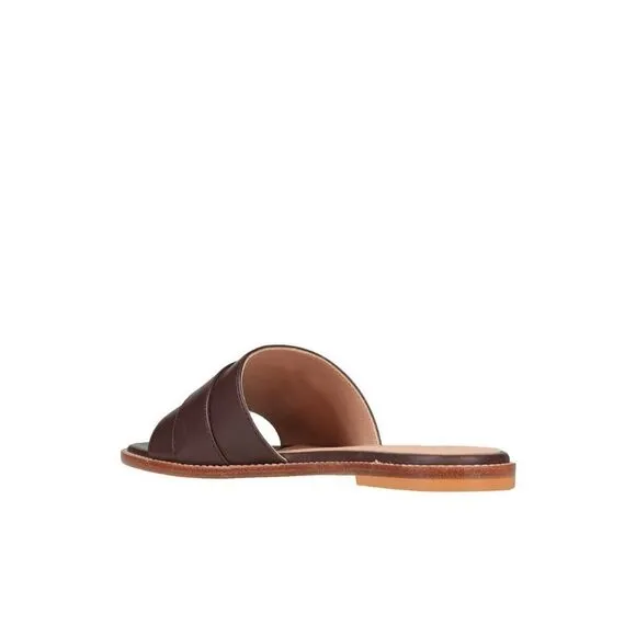 NIB Peserico Brown Slides Buckled Sandals