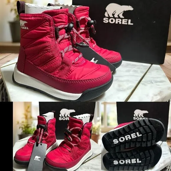 NIB SOREL Insulated Toddler Kids Winter Snow Whitney 2 Short Lace Boot Size 8