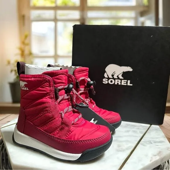 NIB SOREL Insulated Toddler Kids Winter Snow Whitney 2 Short Lace Boot Size 8