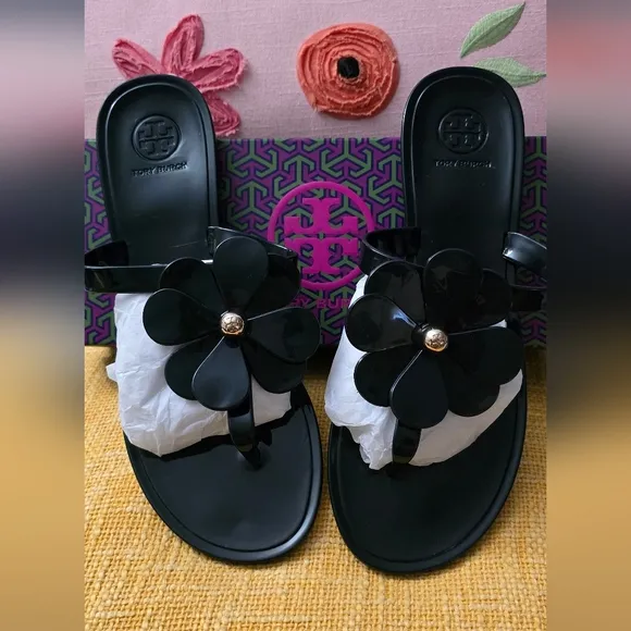 NIB:Tory Burch Flower Jelly Thong Sandals