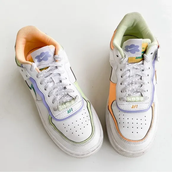 Nike Air Force 1 Shadow Women’s Sneakers Pastel Green White Orange Blue 2022 7.5