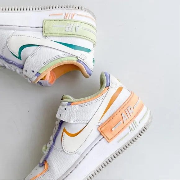 Nike Air Force 1 Shadow Women’s Sneakers Pastel Green White Orange Blue 2022 7.5