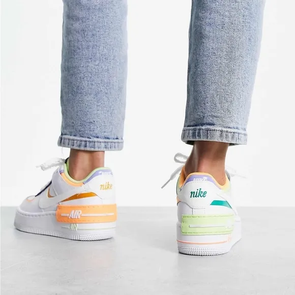 Nike Air Force 1 Shadow Women’s Sneakers Pastel Green White Orange Blue 2022 7.5