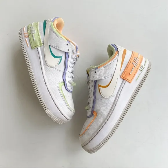 Nike Air Force 1 Shadow Women’s Sneakers Pastel Green White Orange Blue 2022 7.5