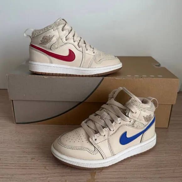 Nike Air Jordan 1 Mid Utility Multicolor ‘Fleece’ Kids Sneakers- SZ 10.5 C