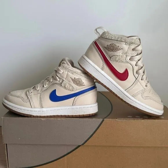 Nike Air Jordan 1 Mid Utility Multicolor ‘Fleece’ Kids Sneakers- SZ 10.5 C