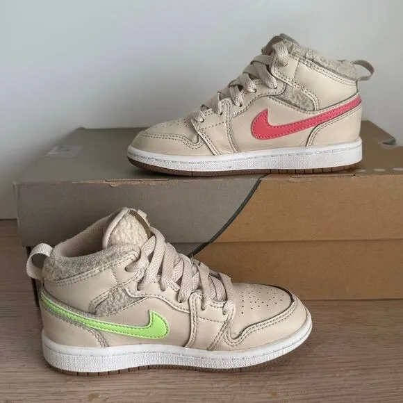 Nike Air Jordan 1 Mid Utility Multicolor ‘Fleece’ Kids Sneakers- SZ 10.5 C