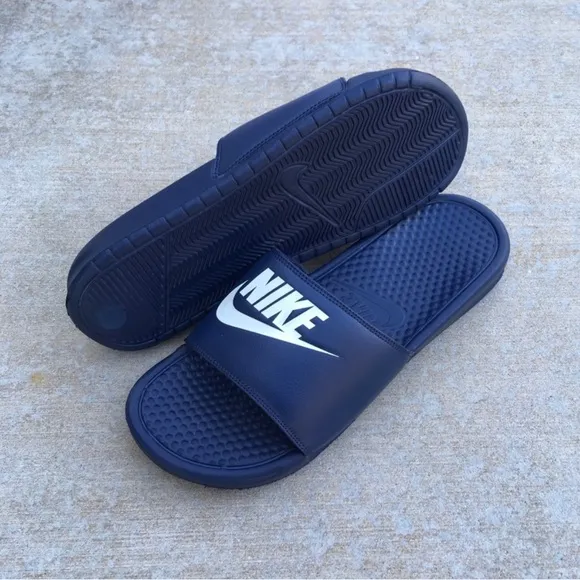 NIKE BENASSI SLIDES JUST DO ITJDI NAVYS MINT BLUE WHITES