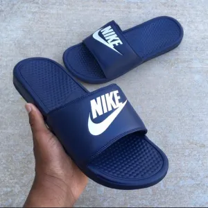 NIKE BENASSI SLIDES JUST DO ITJDI NAVYS MINT BLUE WHITES