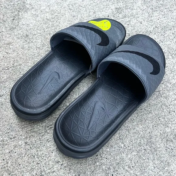 NIKE BENASSI SOLARSOFT SLIDESJDI DARK GREYS BLACKS CHARCOALS