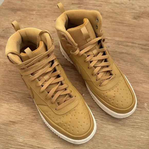 Nike Court Vision Mid Winter Tan Elemental Gold Sneakers Size 9