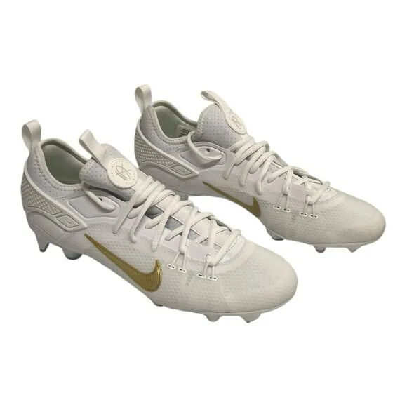 Nike Huarache 9 Elite Low LAX Lacrosse Cleats White Gold Men's 12 FD0089-100